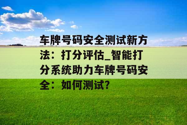 车牌号码安全测试新方法：打分评估_智能打分系统助力车牌号码安全：如何测试？