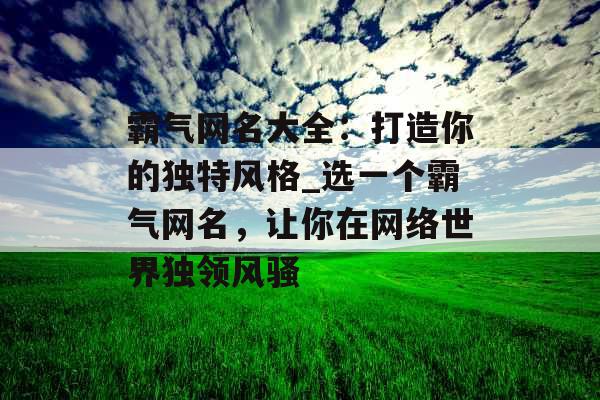 霸气网名大全：打造你的独特风格_选一个霸气网名，让你在网络世界独领风骚