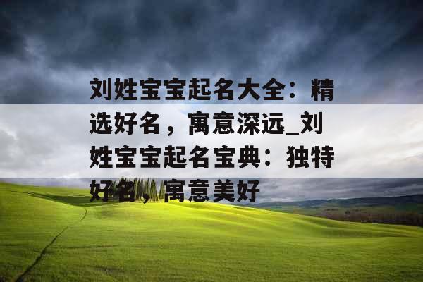 刘姓宝宝起名大全：精选好名，寓意深远_刘姓宝宝起名宝典：独特好名，寓意美好