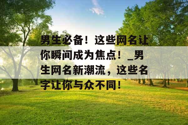 男生必备！这些网名让你瞬间成为焦点！_男生网名新潮流，这些名字让你与众不同！