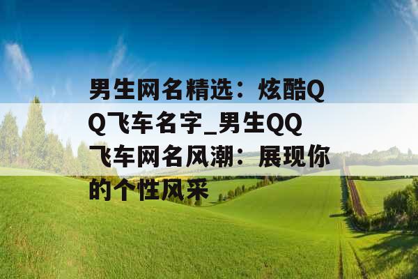 男生网名精选：炫酷QQ飞车名字_男生QQ飞车网名风潮：展现你的个性风采
