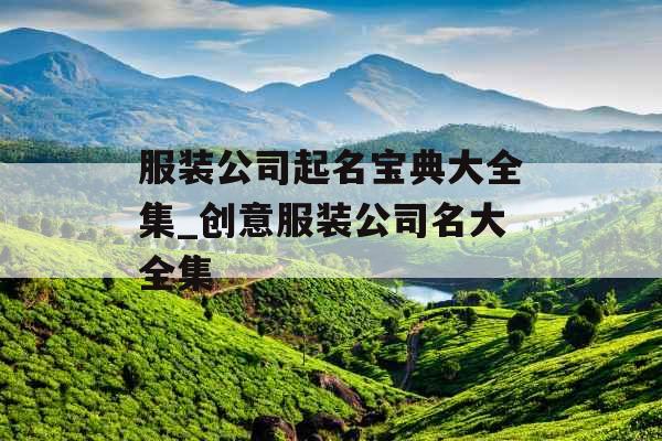 服装公司起名宝典大全集_创意服装公司名大全集