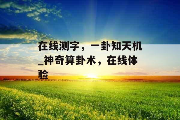 在线测字，一卦知天机_神奇算卦术，在线体验