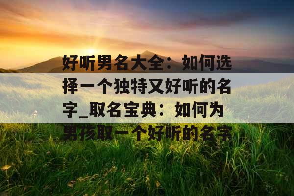 好听男名大全：如何选择一个独特又好听的名字_取名宝典：如何为男孩取一个好听的名字