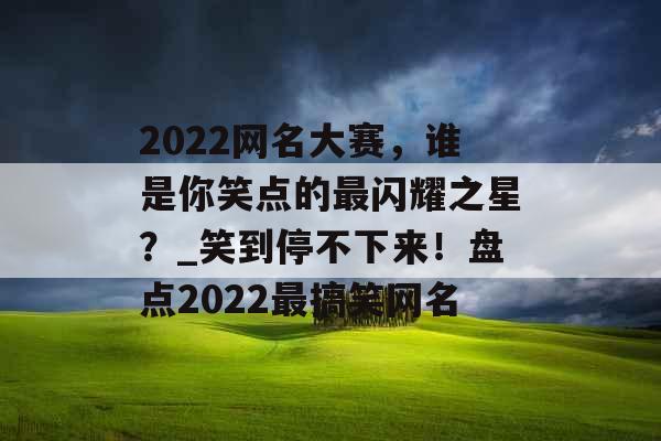 2022网名大赛，谁是你笑点的最闪耀之星？_笑到停不下来！盘点2022最搞笑网名