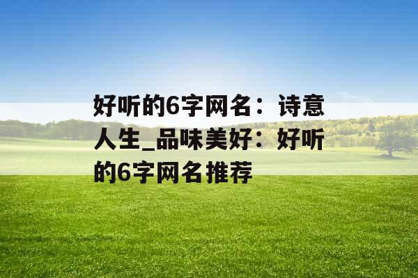 好听的6字网名：诗意人生_品味美好：好听的6字网名推荐