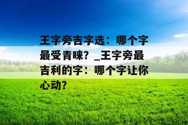 王字旁吉字选：哪个字最受青睐？_王字旁最吉利的字：哪个字让你心动？