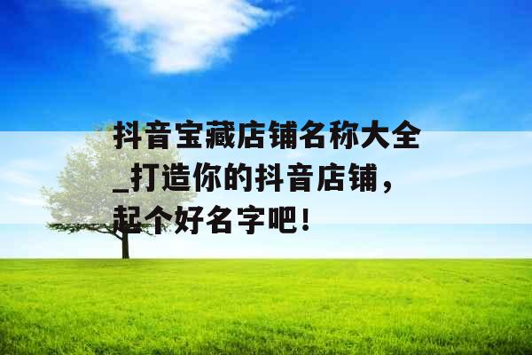 抖音宝藏店铺名称大全_打造你的抖音店铺，起个好名字吧！