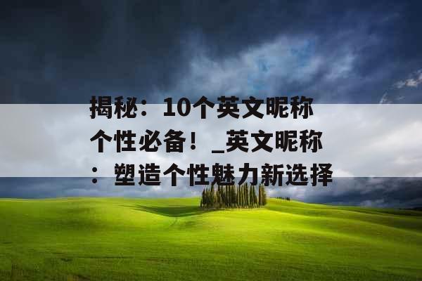 揭秘：10个英文昵称个性必备！_英文昵称：塑造个性魅力新选择