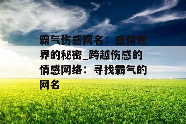 霸气伤感网名：感情世界的秘密_跨越伤感的情感网络：寻找霸气的网名