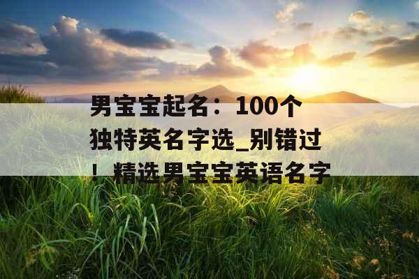 男宝宝起名：100个独特英名字选_别错过！精选男宝宝英语名字