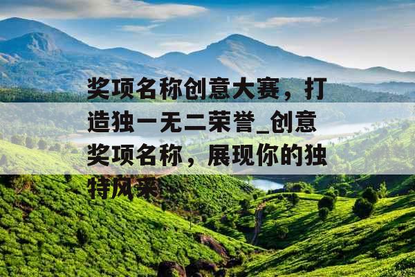 奖项名称创意大赛，打造独一无二荣誉_创意奖项名称，展现你的独特风采