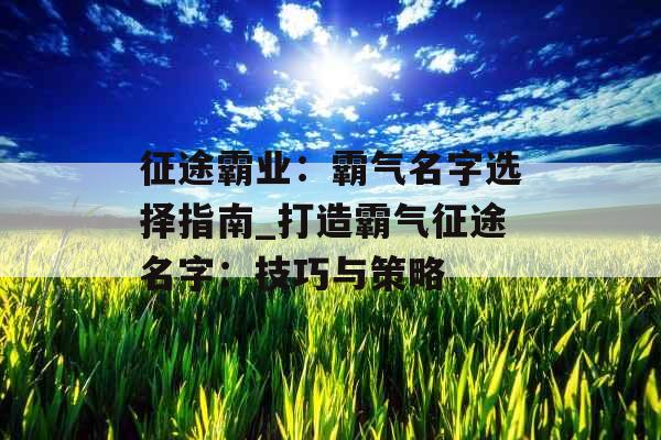 征途霸业：霸气名字选择指南_打造霸气征途名字：技巧与策略