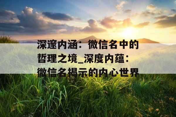 深邃内涵：微信名中的哲理之境_深度内蕴：微信名揭示的内心世界