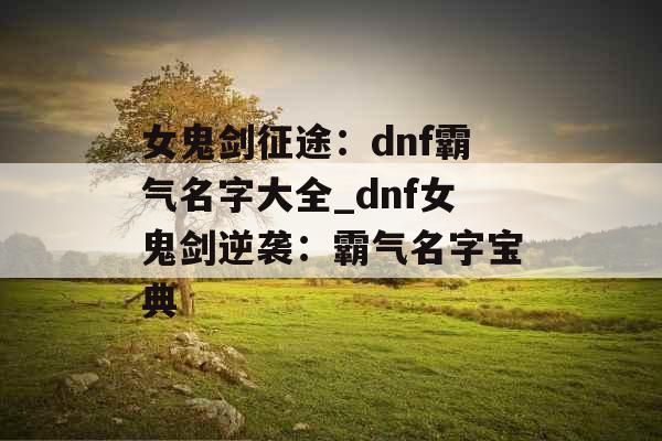 女鬼剑征途：dnf霸气名字大全_dnf女鬼剑逆袭：霸气名字宝典