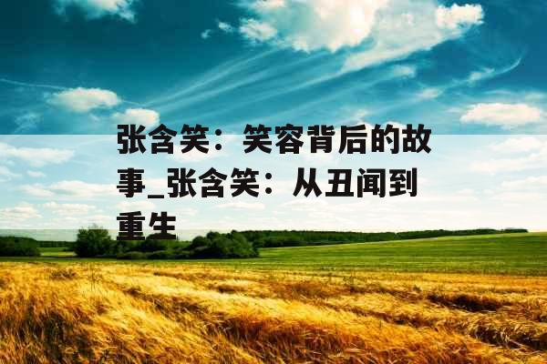 张含笑：笑容背后的故事_张含笑：从丑闻到重生