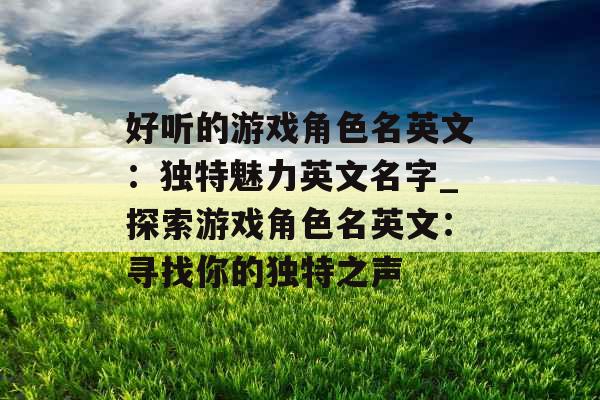 好听的游戏角色名英文：独特魅力英文名字_探索游戏角色名英文：寻找你的独特之声