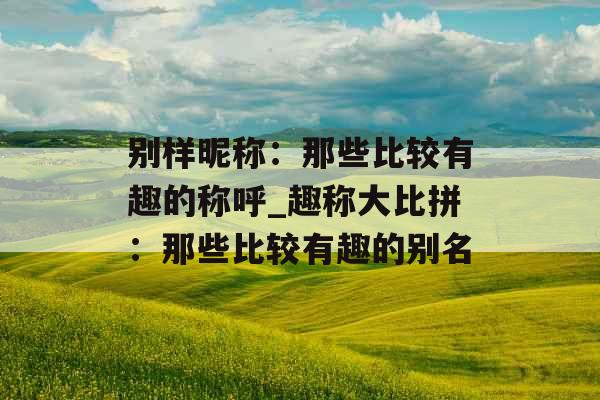 别样昵称：那些比较有趣的称呼_趣称大比拼：那些比较有趣的别名