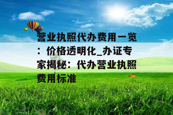 营业执照代办费用一览：价格透明化_办证专家揭秘：代办营业执照费用标准