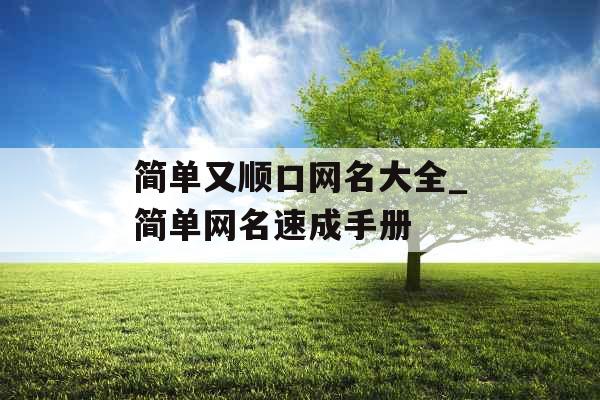 简单又顺口网名大全_简单网名速成手册