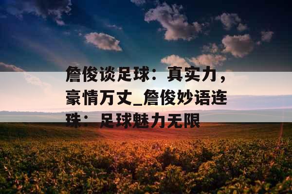 詹俊谈足球：真实力，豪情万丈_詹俊妙语连珠：足球魅力无限