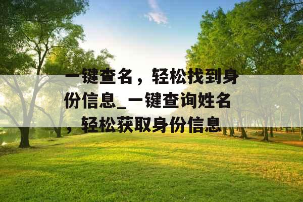 一键查名，轻松找到身份信息_一键查询姓名，轻松获取身份信息