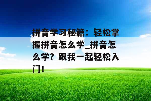 拼音学习秘籍：轻松掌握拼音怎么学_拼音怎么学？跟我一起轻松入门！