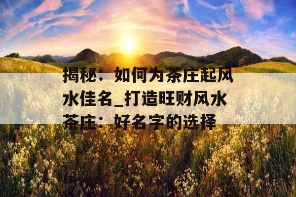 揭秘：如何为茶庄起风水佳名_打造旺财风水茶庄：好名字的选择
