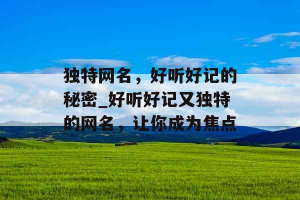 独特网名，好听好记的秘密_好听好记又独特的网名，让你成为焦点