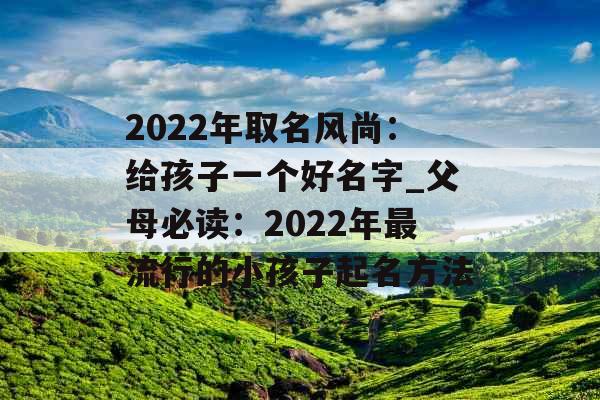 2022年取名风尚：给孩子一个好名字_父母必读：2022年最流行的小孩子起名方法