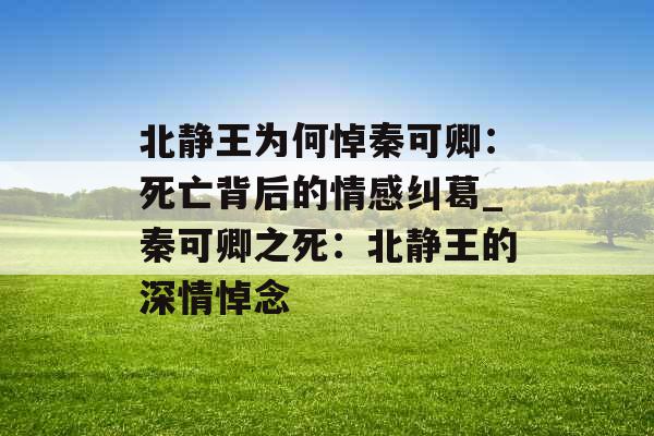 北静王为何悼秦可卿：死亡背后的情感纠葛_秦可卿之死：北静王的深情悼念