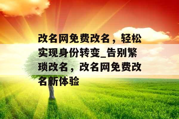 改名网免费改名，轻松实现身份转变_告别繁琐改名，改名网免费改名新体验