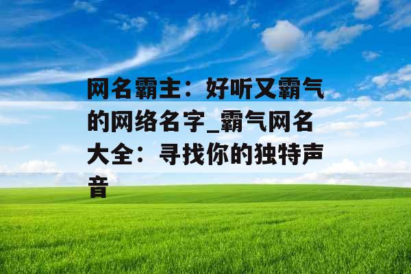 网名霸主：好听又霸气的网络名字_霸气网名大全：寻找你的独特声音