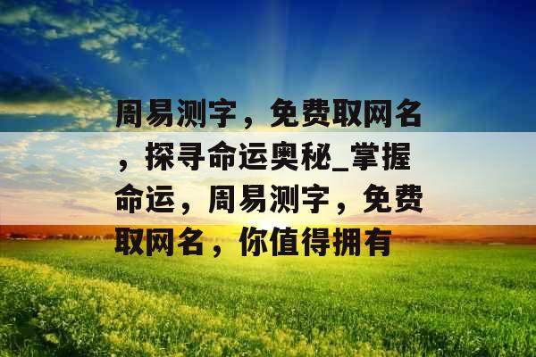 周易测字，免费取网名，探寻命运奥秘_掌握命运，周易测字，免费取网名，你值得拥有