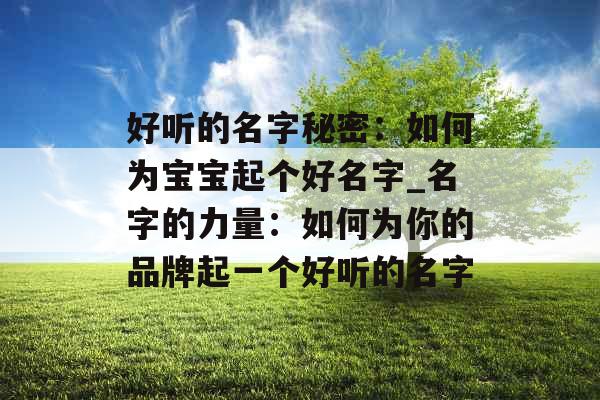 好听的名字秘密：如何为宝宝起个好名字_名字的力量：如何为你的品牌起一个好听的名字