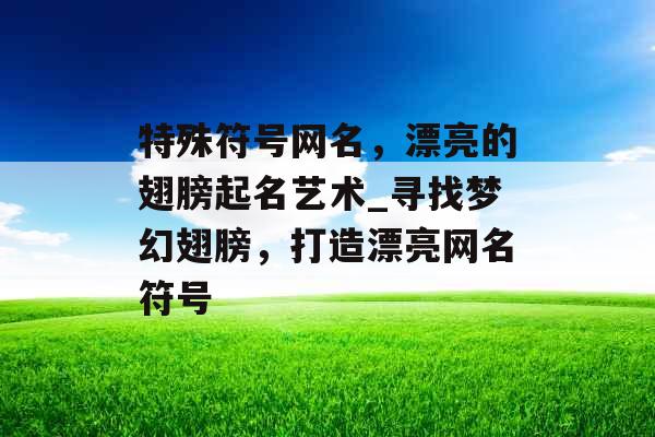 特殊符号网名，漂亮的翅膀起名艺术_寻找梦幻翅膀，打造漂亮网名符号