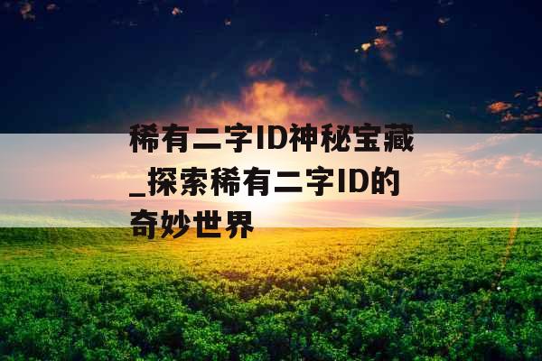 稀有二字ID神秘宝藏_探索稀有二字ID的奇妙世界