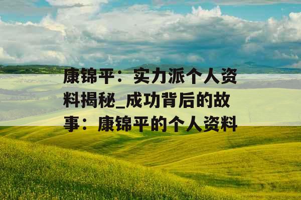 康锦平：实力派个人资料揭秘_成功背后的故事：康锦平的个人资料