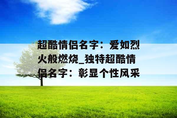 超酷情侣名字：爱如烈火般燃烧_独特超酷情侣名字：彰显个性风采