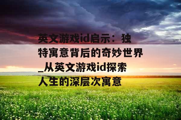 英文游戏id启示：独特寓意背后的奇妙世界_从英文游戏id探索人生的深层次寓意