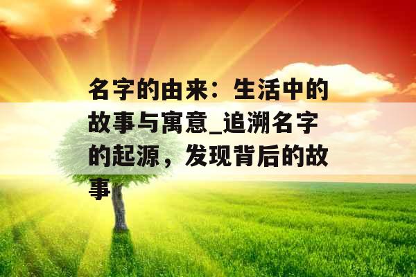 名字的由来：生活中的故事与寓意_追溯名字的起源，发现背后的故事