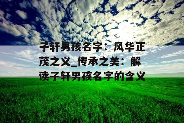 子轩男孩名字：风华正茂之义_传承之美：解读子轩男孩名字的含义