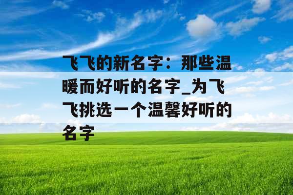 飞飞的新名字：那些温暖而好听的名字_为飞飞挑选一个温馨好听的名字