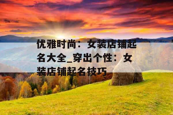 优雅时尚：女装店铺起名大全_穿出个性：女装店铺起名技巧