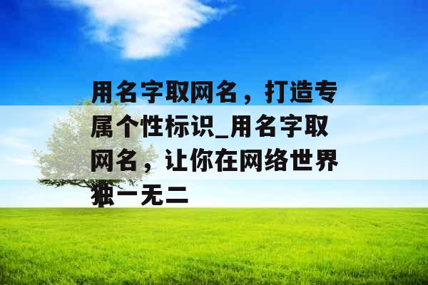 用名字取网名，打造专属个性标识_用名字取网名，让你在网络世界独一无二