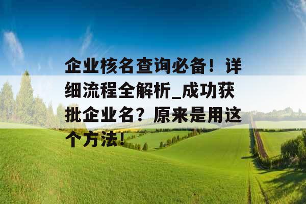 企业核名查询必备！详细流程全解析_成功获批企业名？原来是用这个方法！