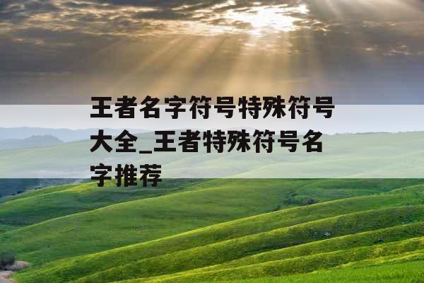 王者名字符号特殊符号大全_王者特殊符号名字推荐