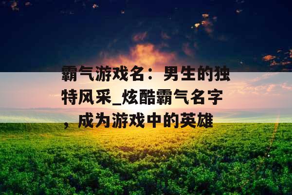 霸气游戏名：男生的独特风采_炫酷霸气名字，成为游戏中的英雄