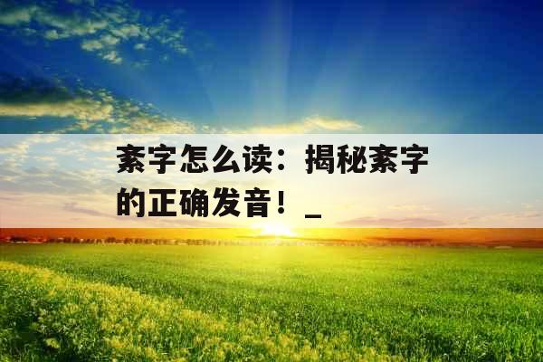 紊字怎么读：揭秘紊字的正确发音！_