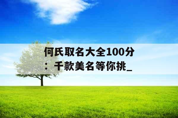 何氏取名大全100分：千款美名等你挑_